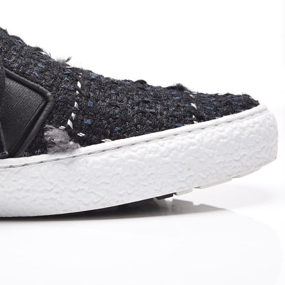 Chanel Suede Tweed Sneakers 38 Black 11 of 15