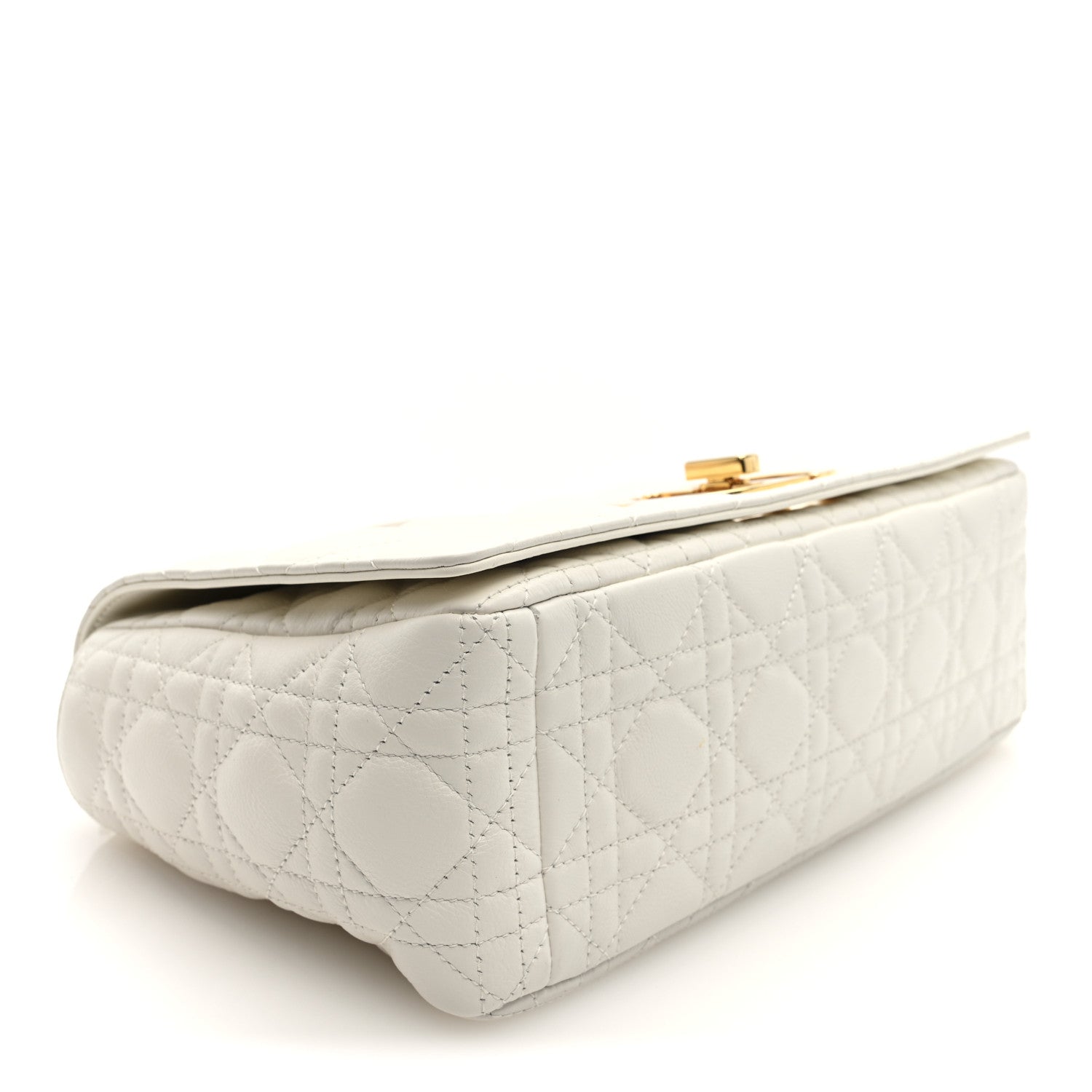 Christian Dior Grained Calfskin Cannage Large Caro Bag Ivory 4 of 10