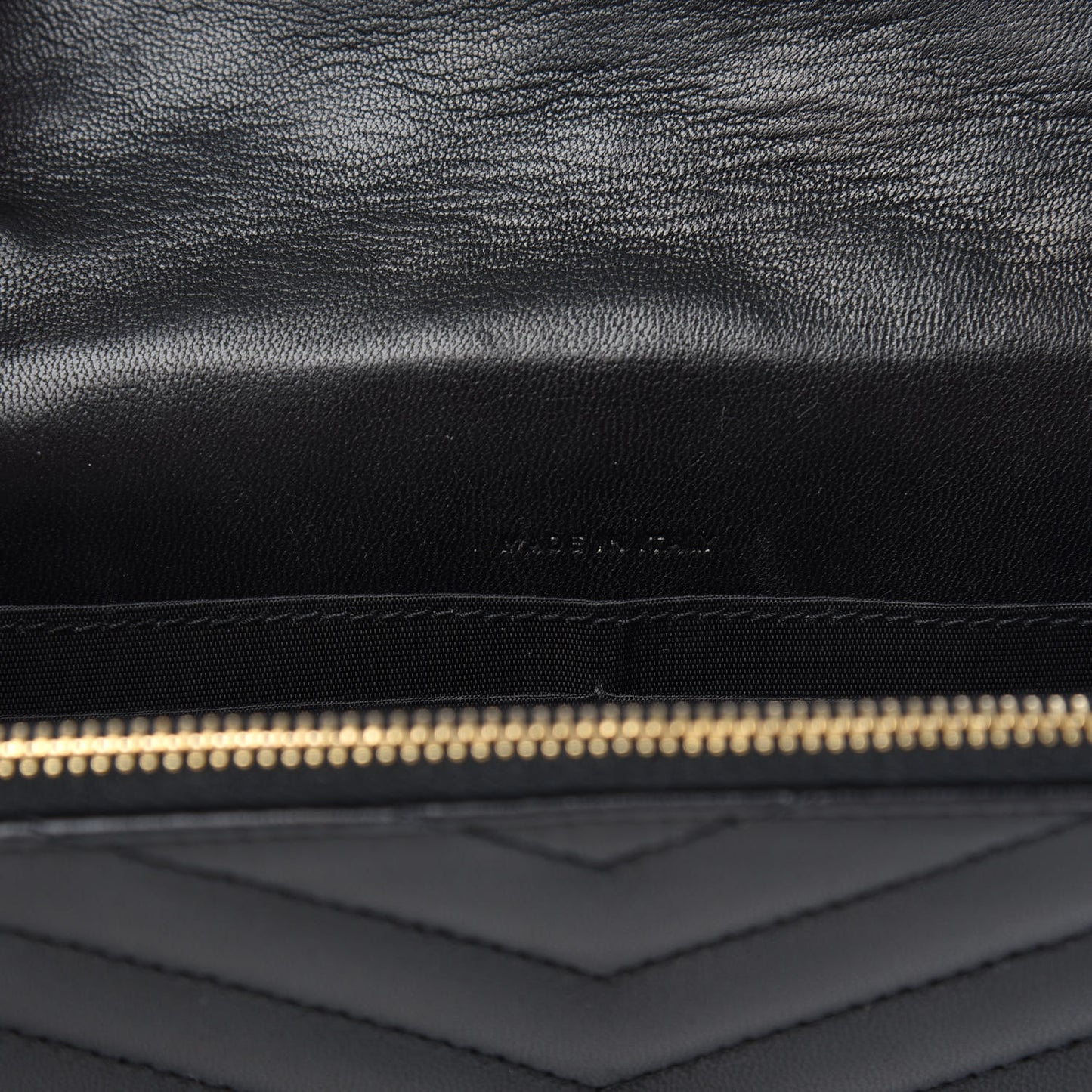 Grain De Poudre Matelasse Chevron Monogram Envelope Chain Wallet Black