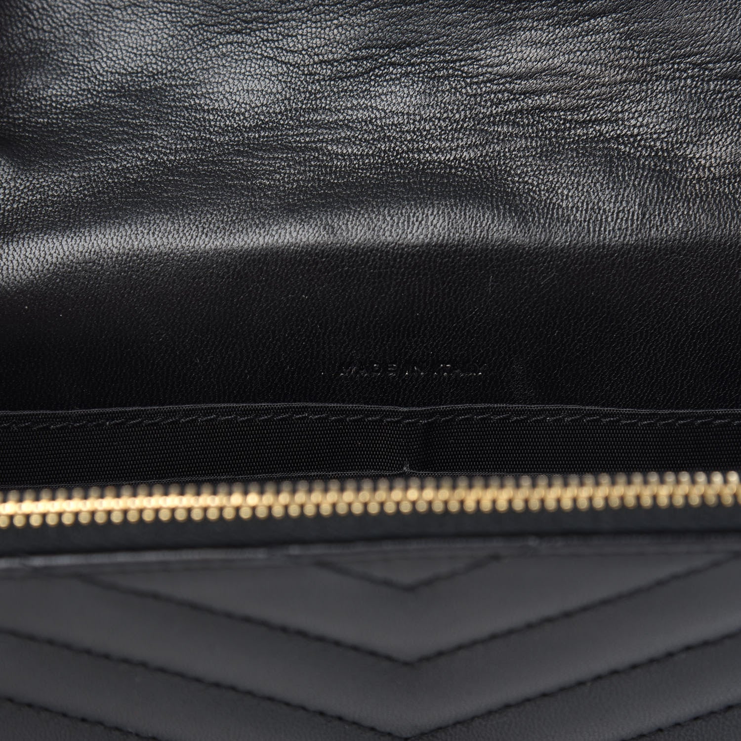 Saint Laurent Grain De Poudre Matelasse Chevron Monogram Envelope Chain Wallet Black 7 of 14