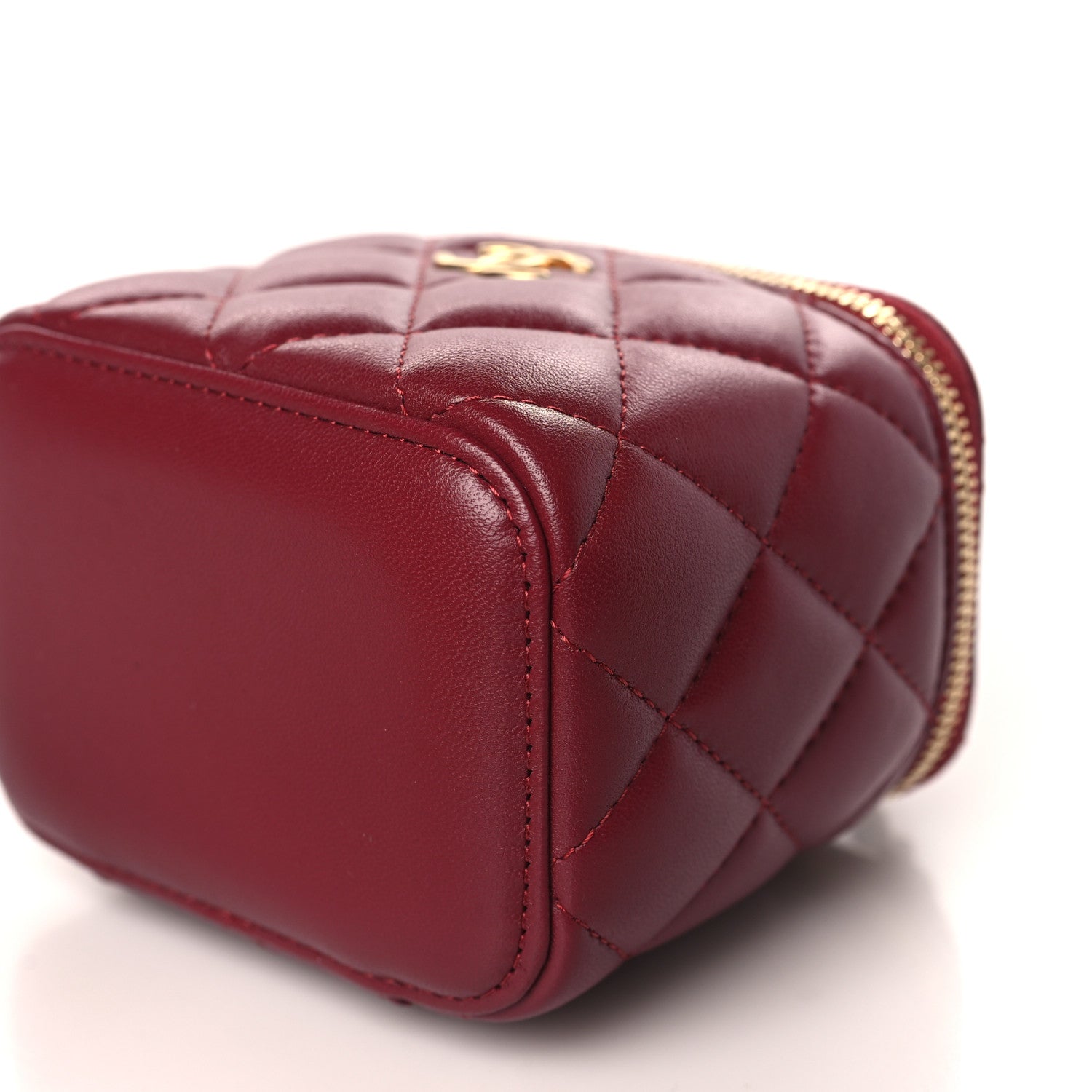Chanel Lambskin Quilted Mini Top Handle Vanity Case With Chain