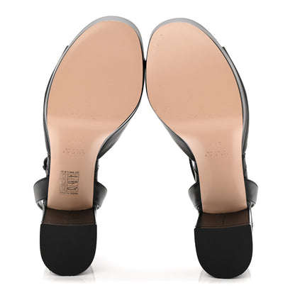 Gucci Calfskin GG Charlotte Ankle Wrap 30/85mm Platform Sandals 37.5 Black 6 of 10