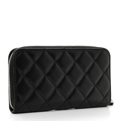 Chanel Lambskin Quilted Medium Zip Around Wallet Black 4 of 11