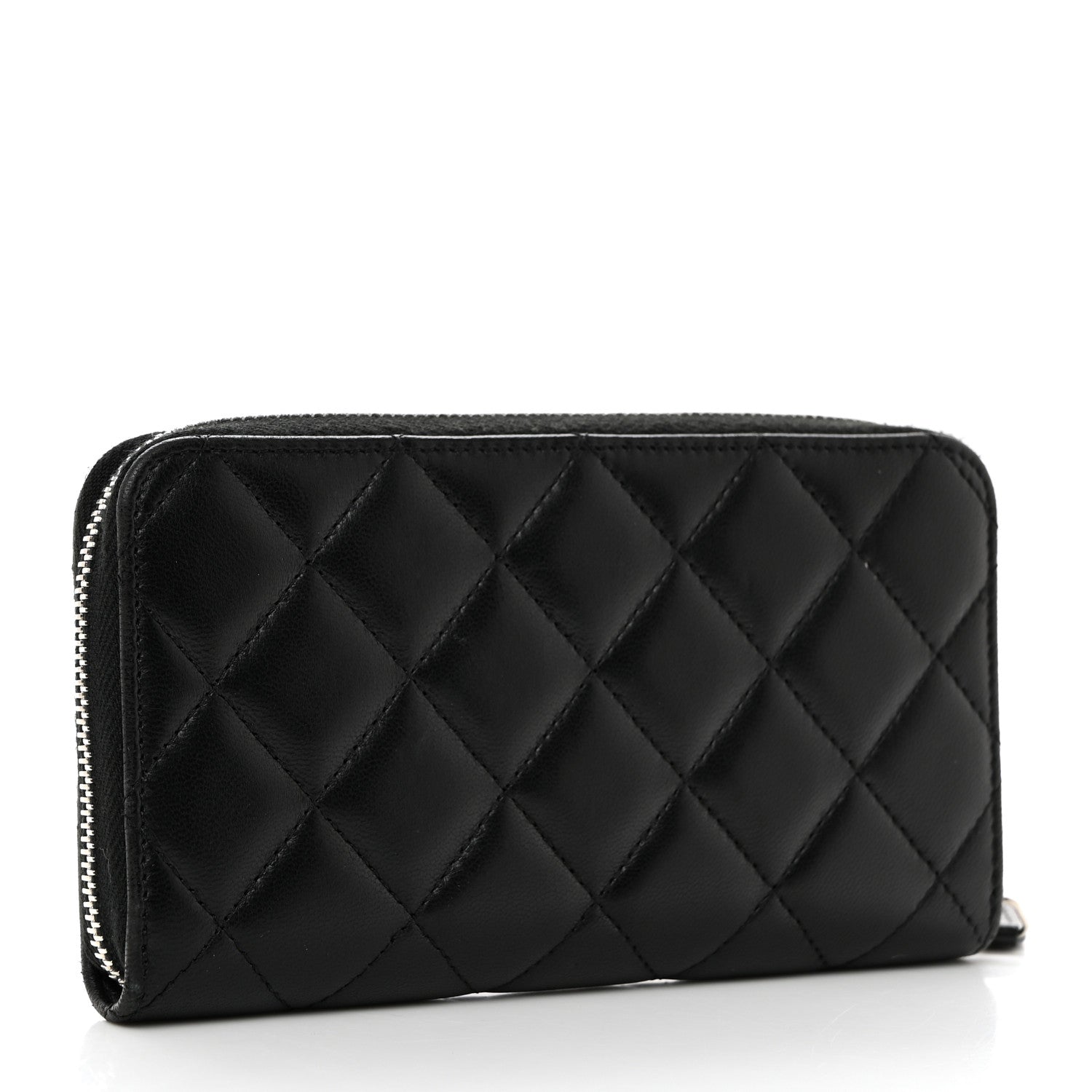 Chanel Lambskin Quilted Medium Zip Around Wallet Black 4 of 11