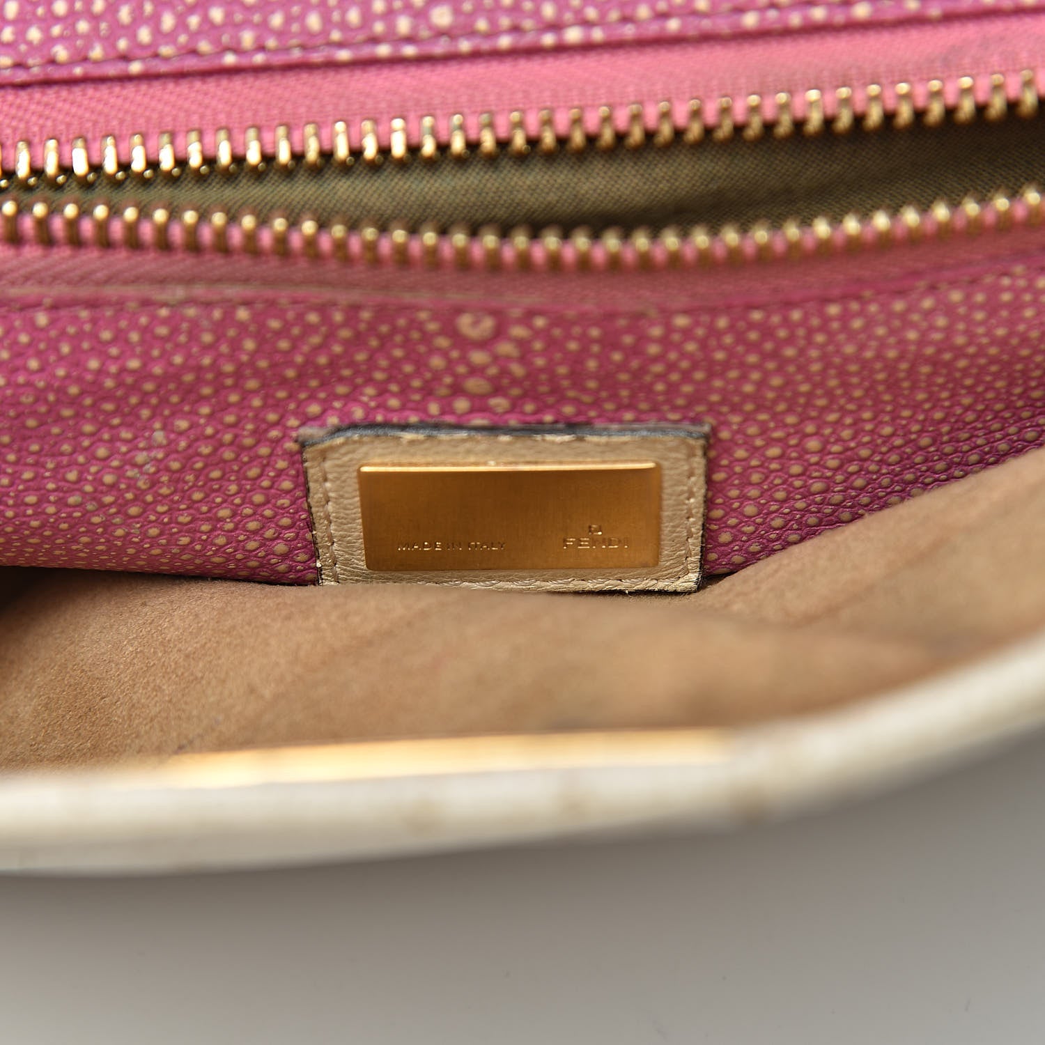 Fendi Goatskin Stingray Large Peekaboo Iconic Satchel White Pink 7 of 35