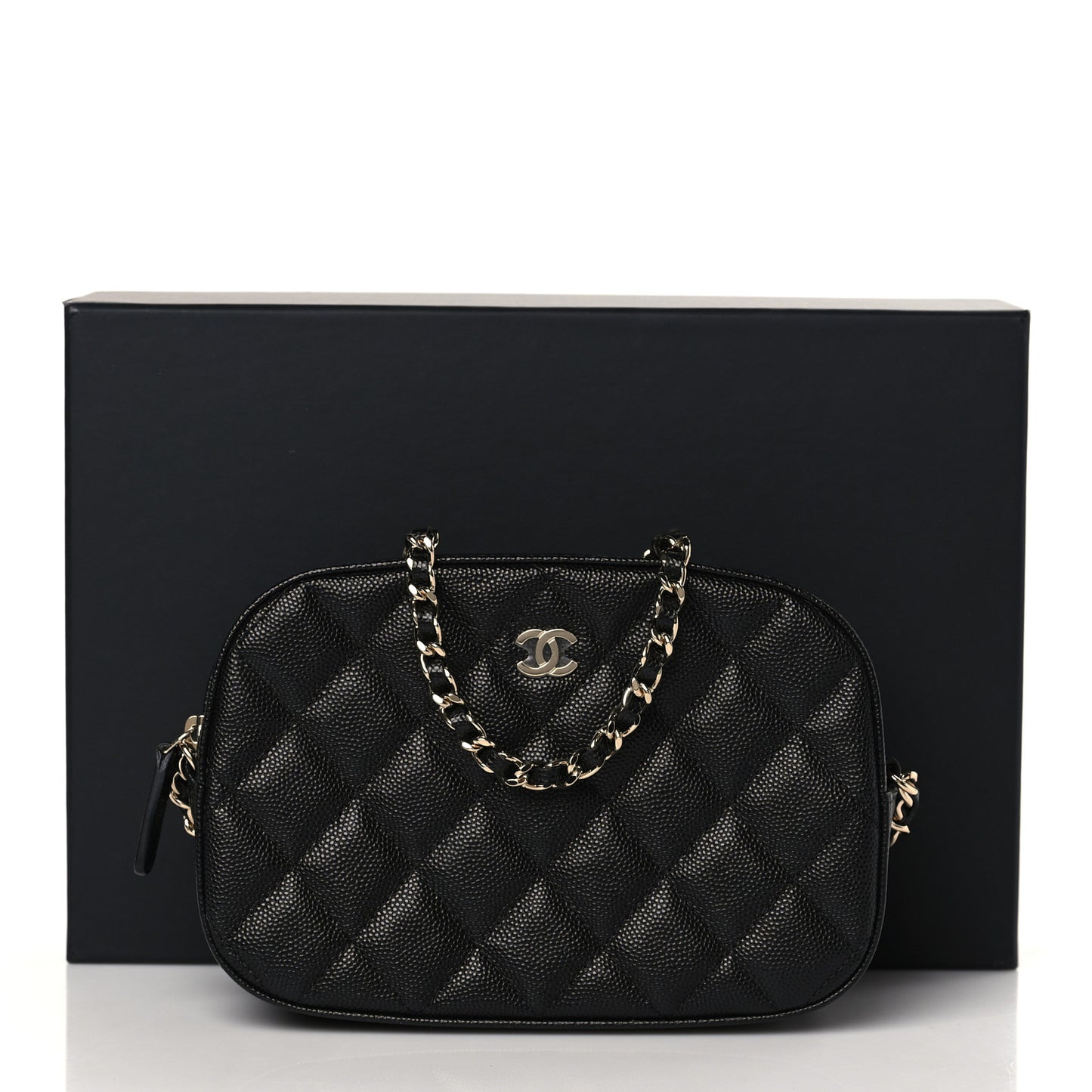 Caviar Quilted Vanity With Chain Black