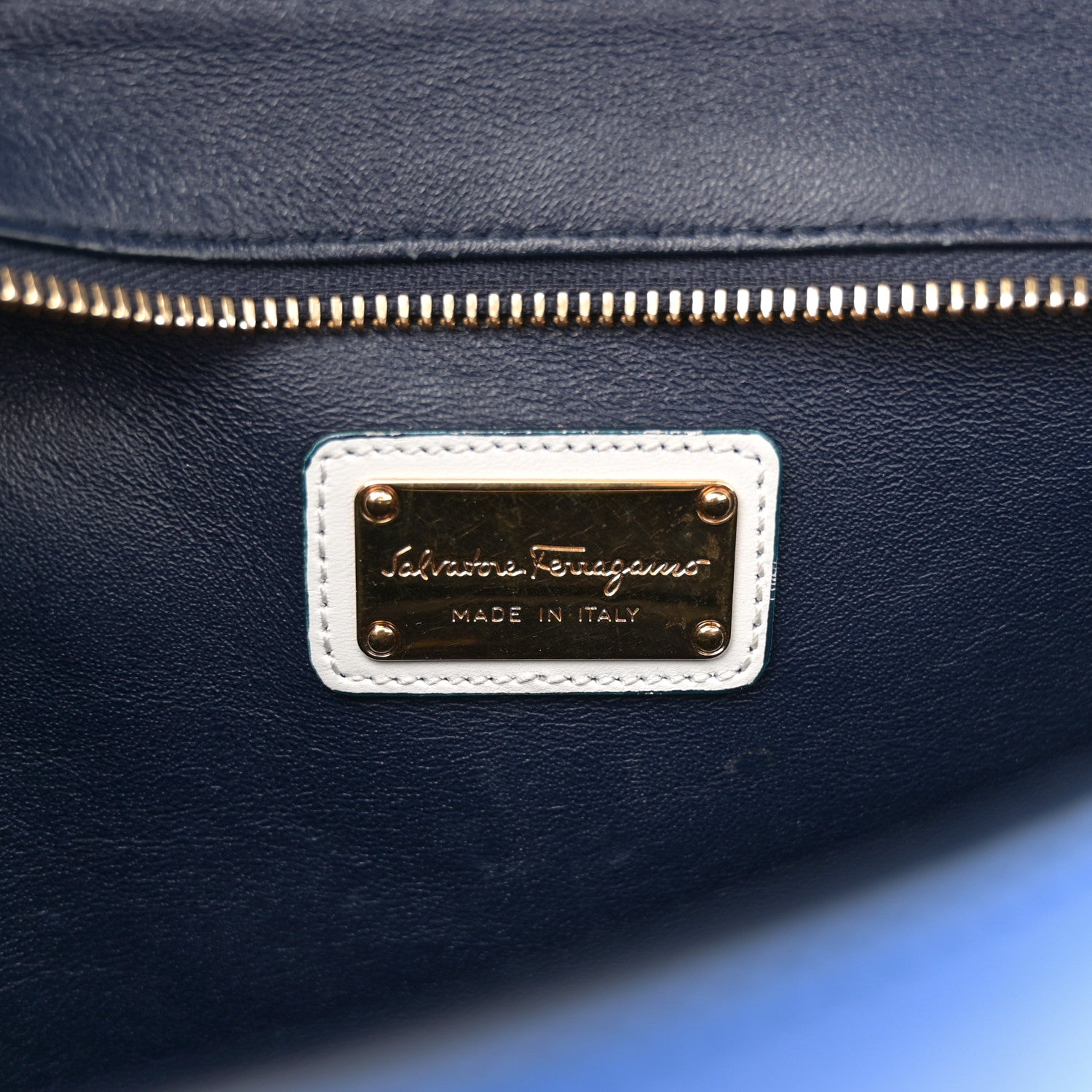 Salvatore Ferragamo Calfskin Small Sofia Satchel Blue Multicolor 6 of 13