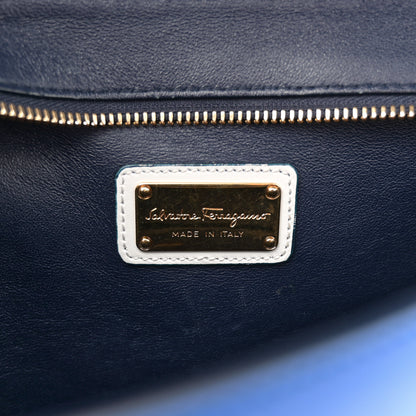 Salvatore Ferragamo Calfskin Small Sofia Satchel Blue Multicolor 6 of 13