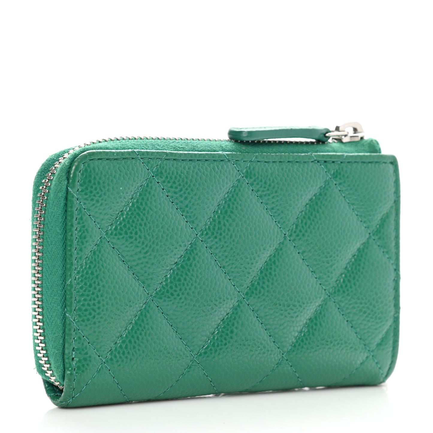Caviar Quilted Zipped Key Holder Case Green