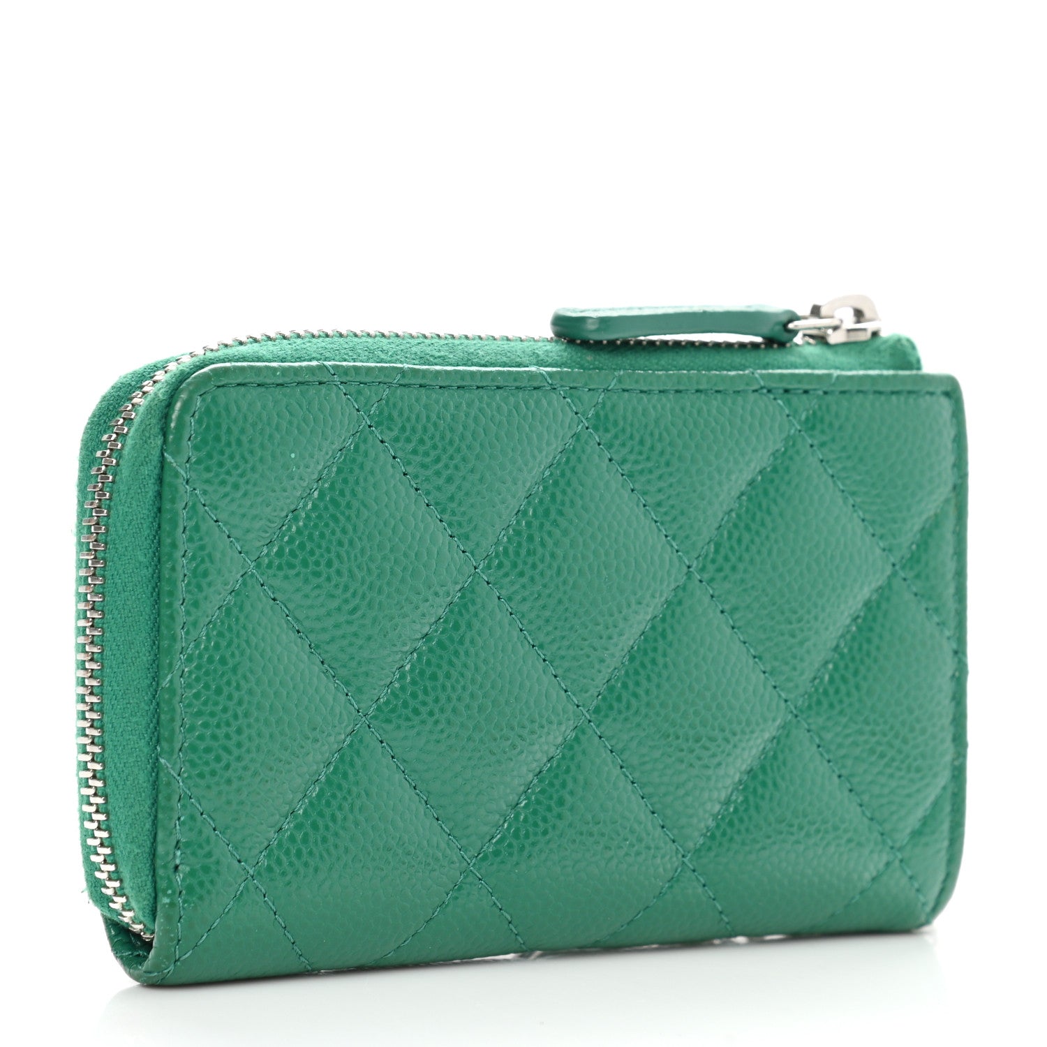Chanel Caviar Quilted Zipped Key Holder Case Green 4 of 10
