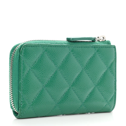 Chanel Caviar Quilted Zipped Key Holder Case Green 4 of 10
