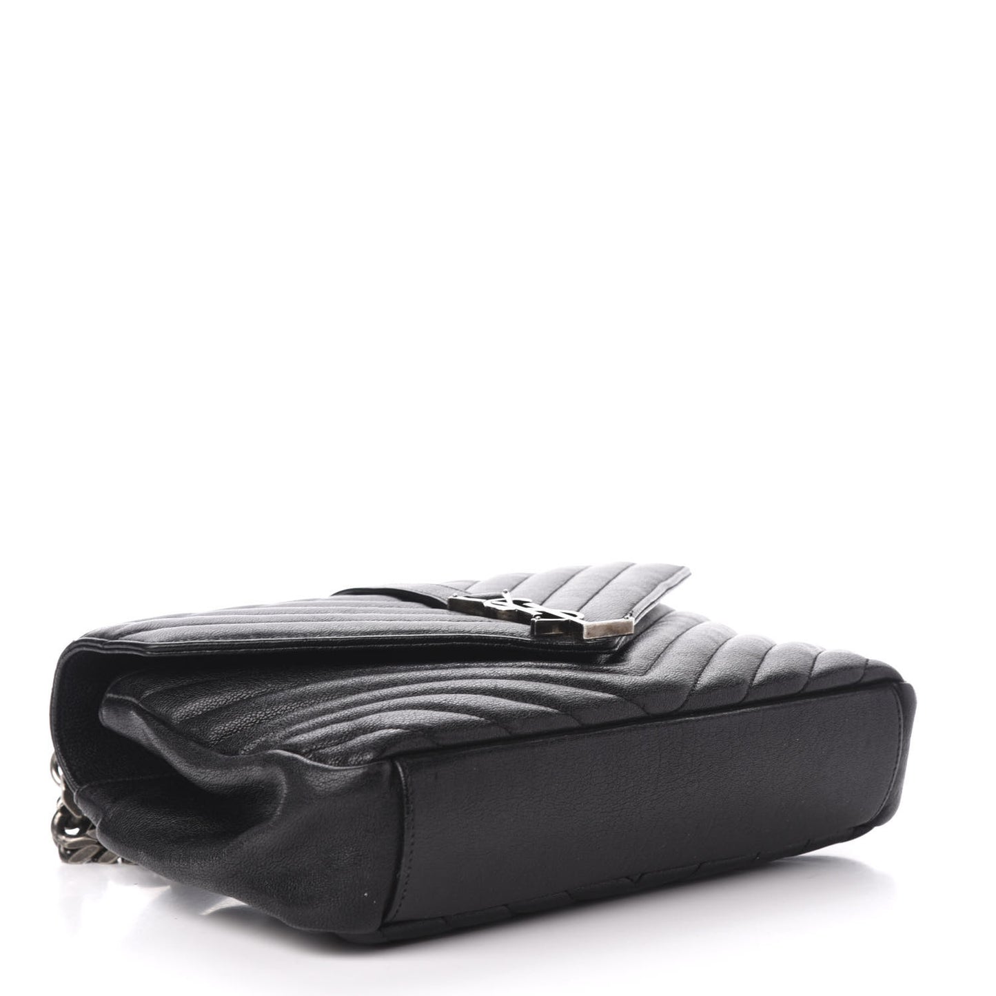 Sheepskin Matelasse Chevron Monogram Medium College Bag Black