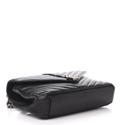 Saint Laurent Sheepskin Matelasse Chevron Monogram Medium College Bag Black 4 of 12
