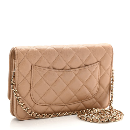 Chanel Caviar Quilted Wallet On Chain WOC Beige 3 of 12