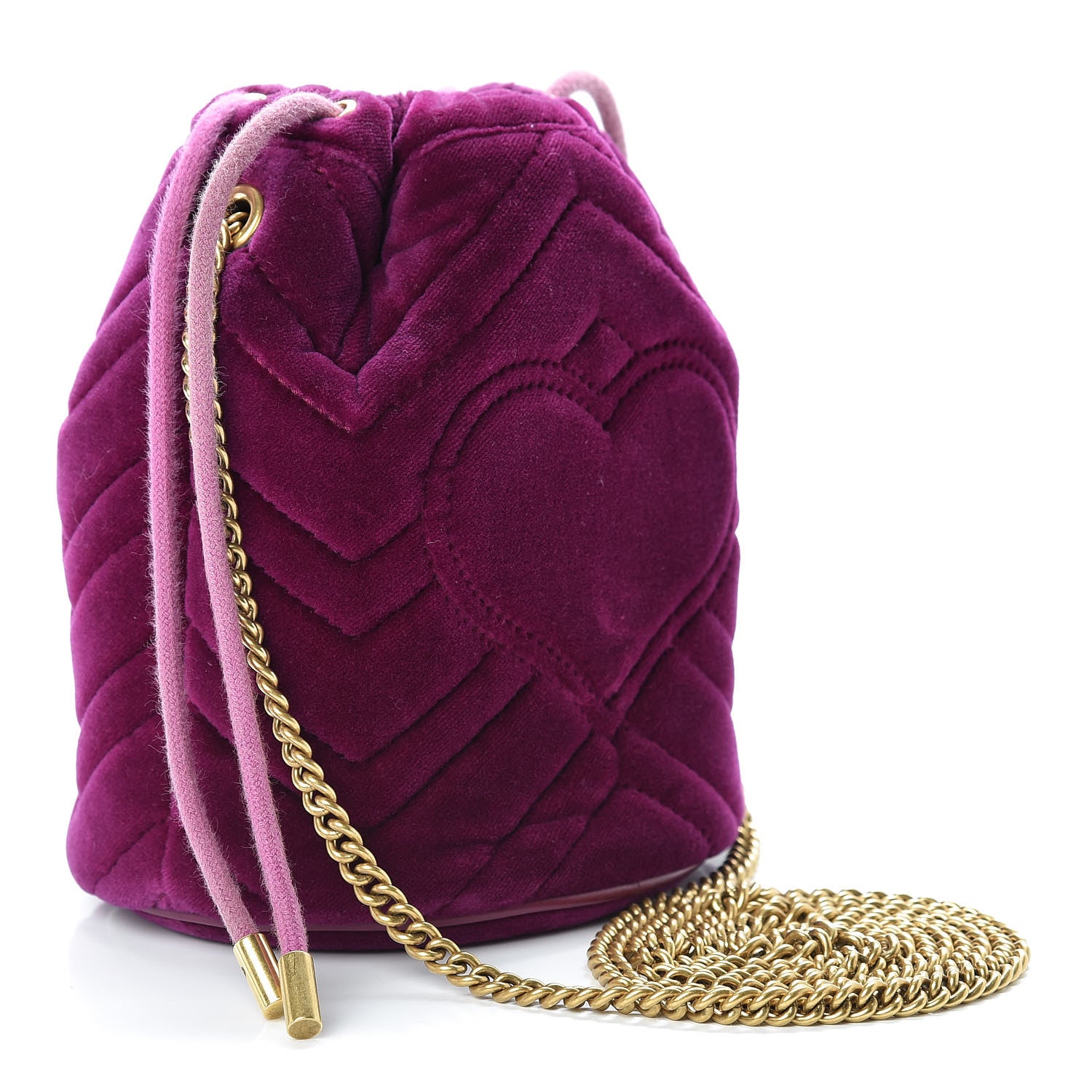 Gucci Velvet Matelasse Mini GG Marmont 2.0 Bucket Bag Fuchsia Violet Cyclamen 3 of 14