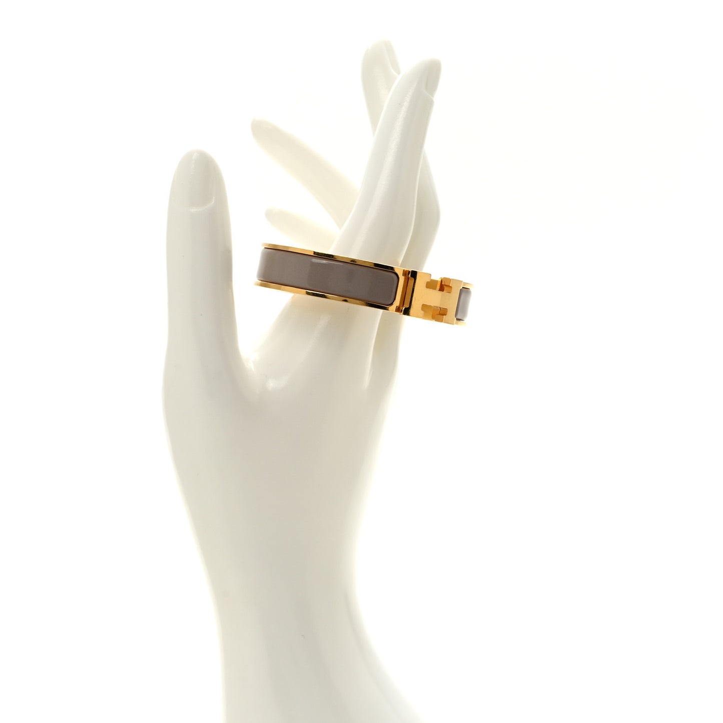 Enamel Narrow Clic Clac H Bracelet PM Marron Glace