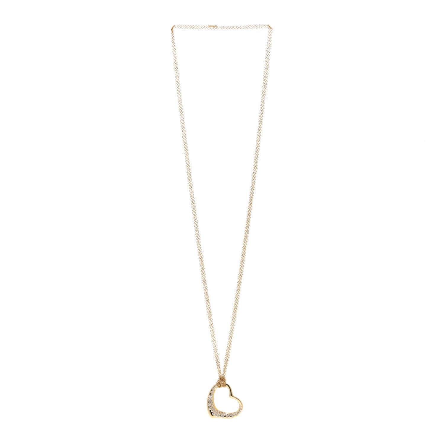 Tiffany 18K Yellow Gold Diamond Elsa Peretti Open Heart Mesh Necklace 3 of 4