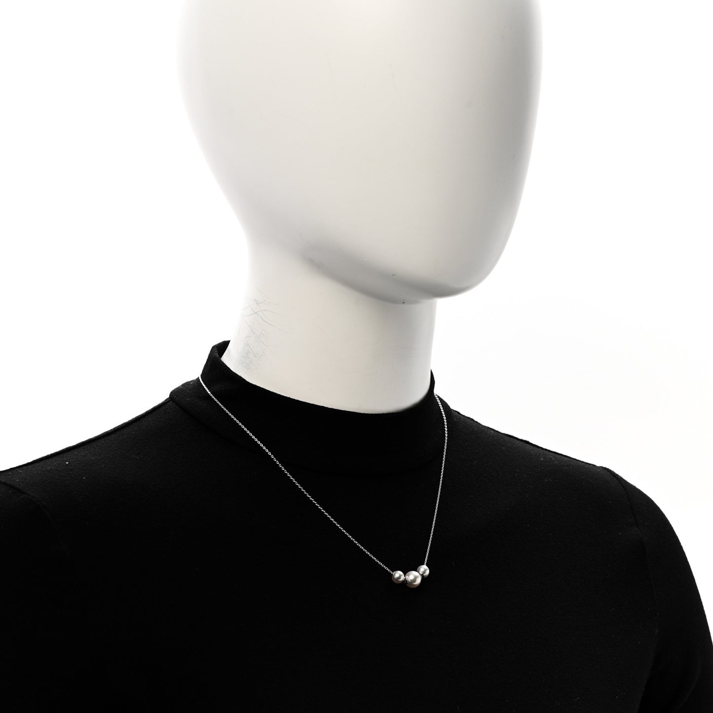 18K White Gold Diamond Akoya Cultured Pearl 5.5-8mm Pearls in Motion Necklace
