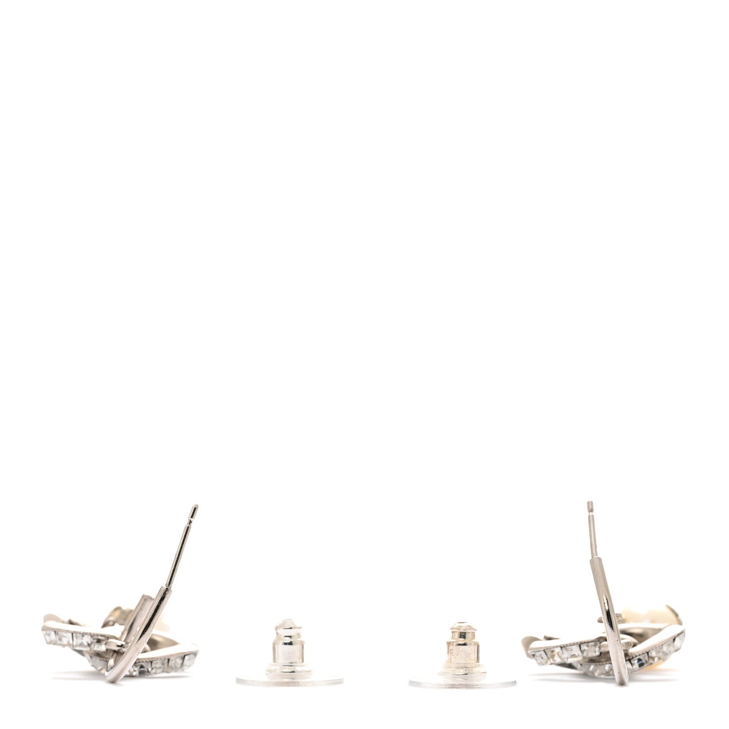 Crystal CC Drop Earrings Blue Silver