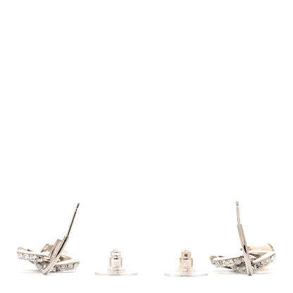 Chanel Crystal CC Drop Earrings Blue Silver 3 of 5