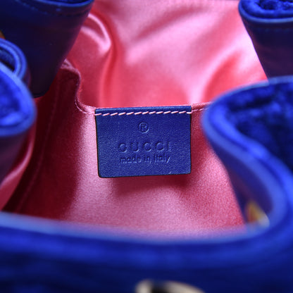 Gucci Velvet Matelasse GG Marmont Bucket Bag Cobalt Blue 6 of 16