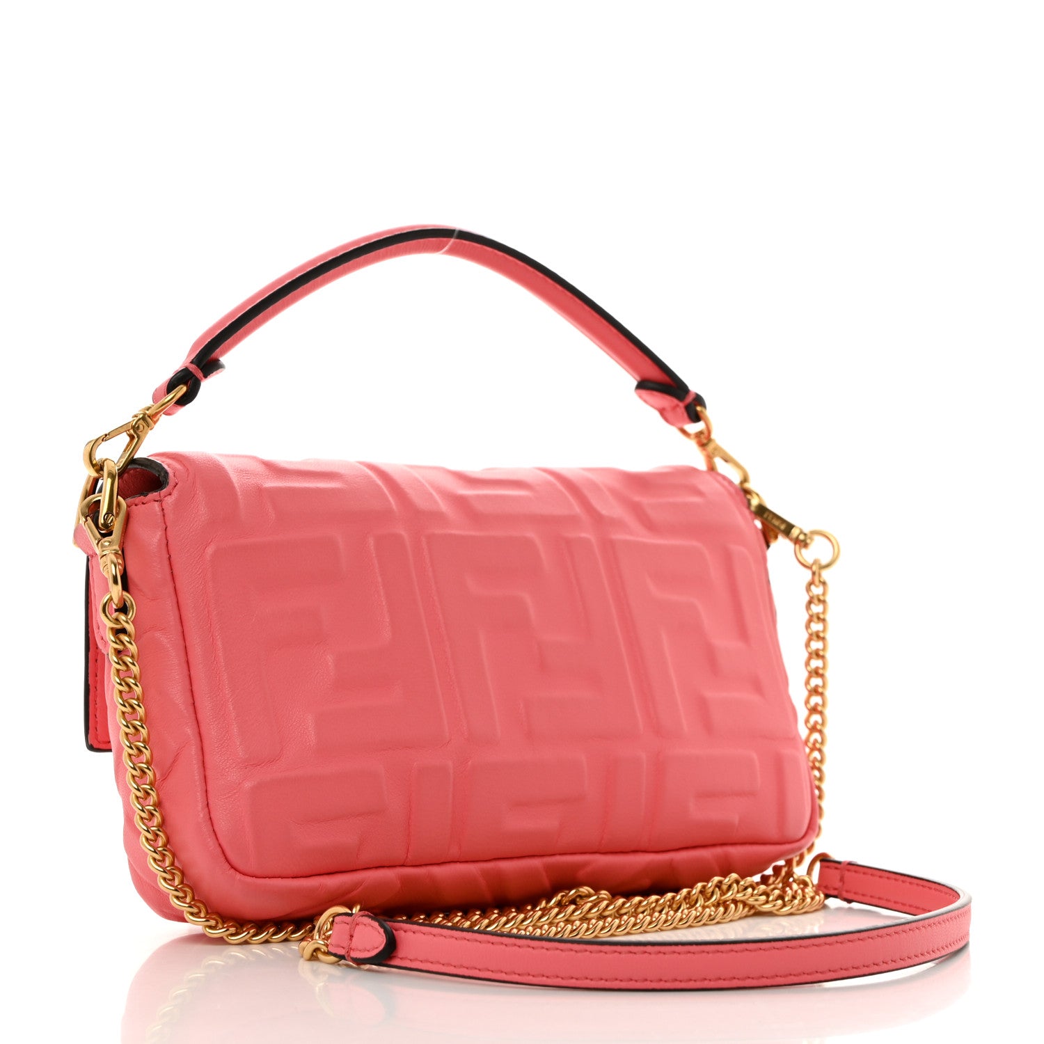 Fendi Nappa FF 1974 Embossed Mini Baguette Pink Dalia 2 of 11
