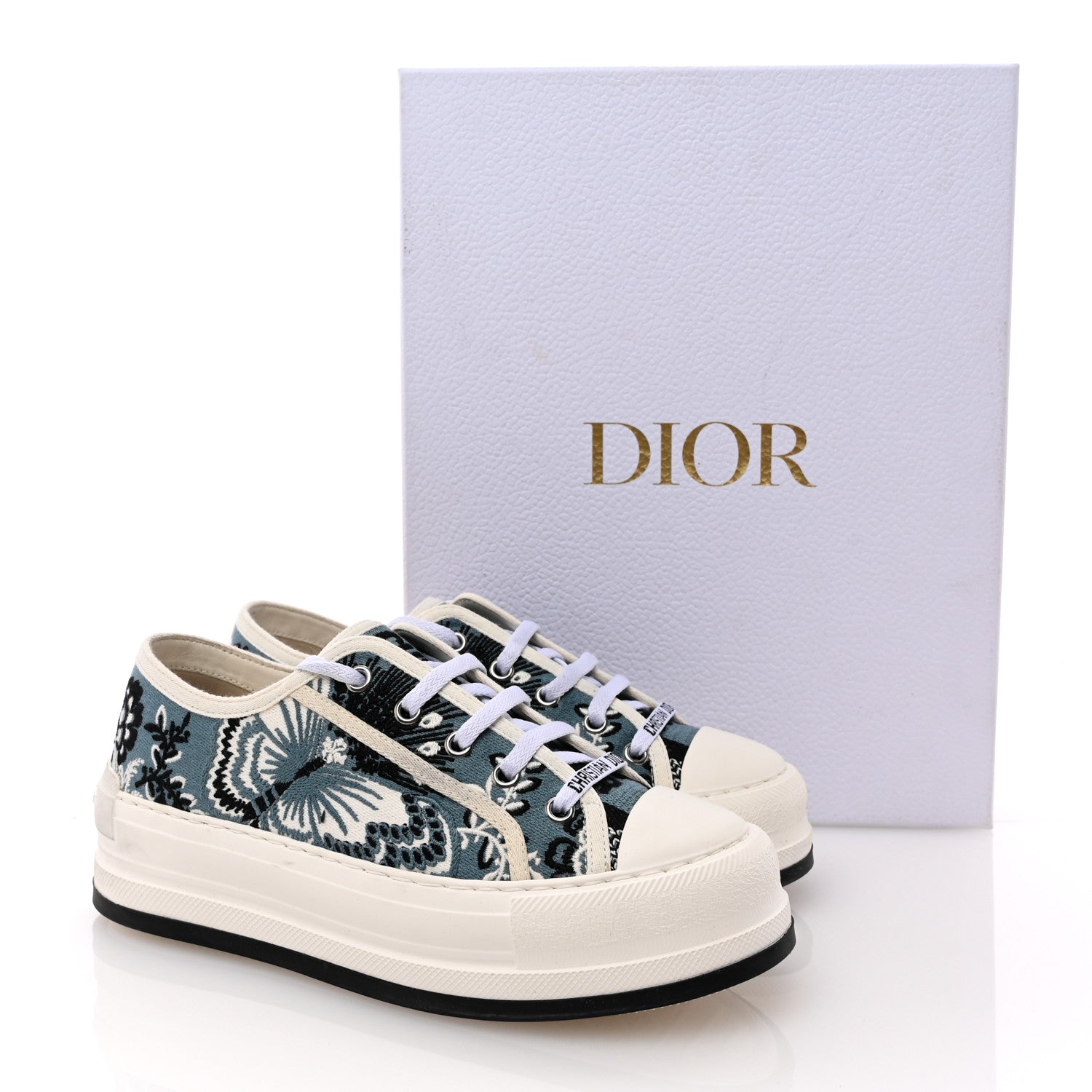 Christian Dior Cotton Butterfly Bandana Embroidered Walk'N'Dior Low Top Sneakers 36.5 Deep Blue 12 of 12