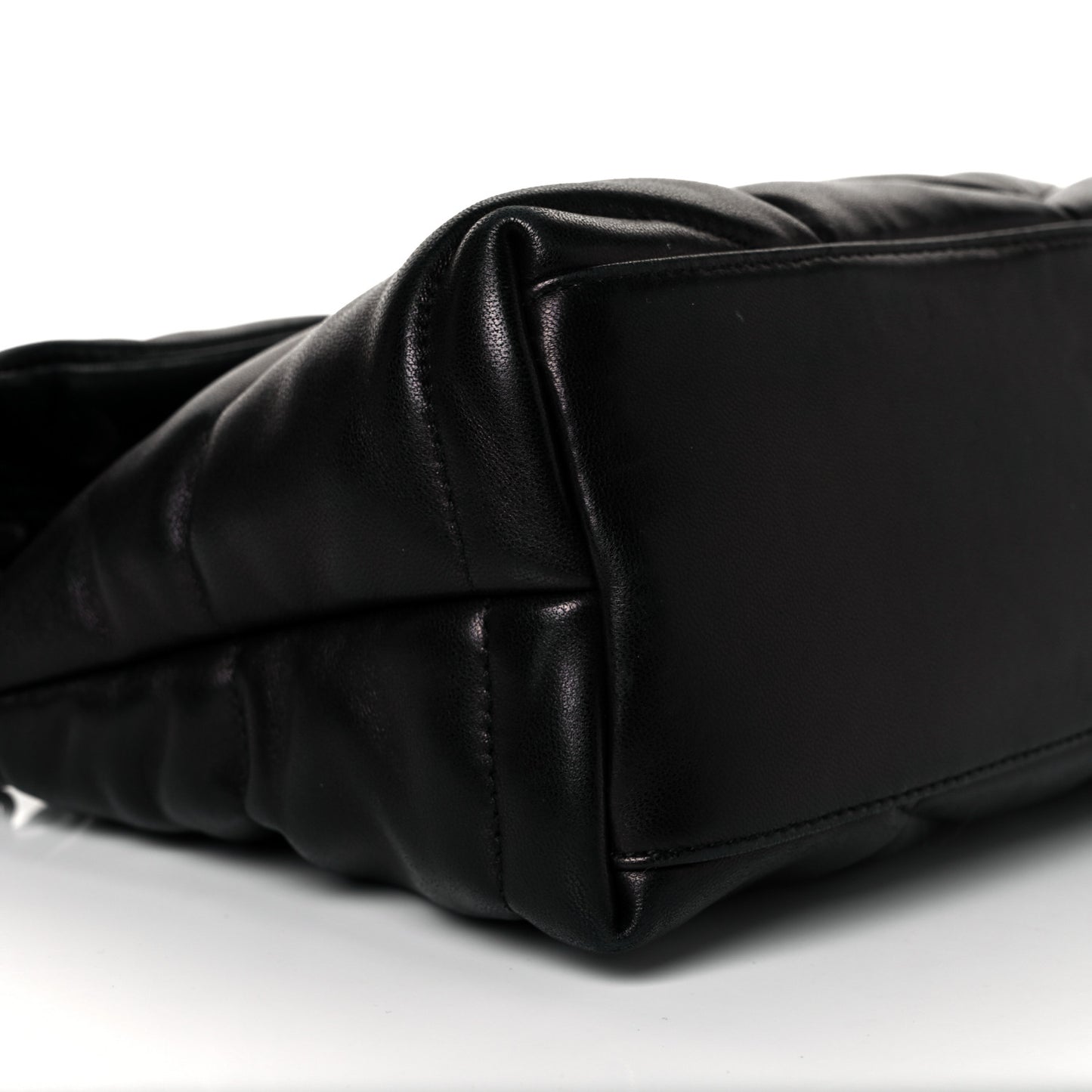 Lambskin Quilted Small Loulou Puffer Monogram Chain Satchel Black