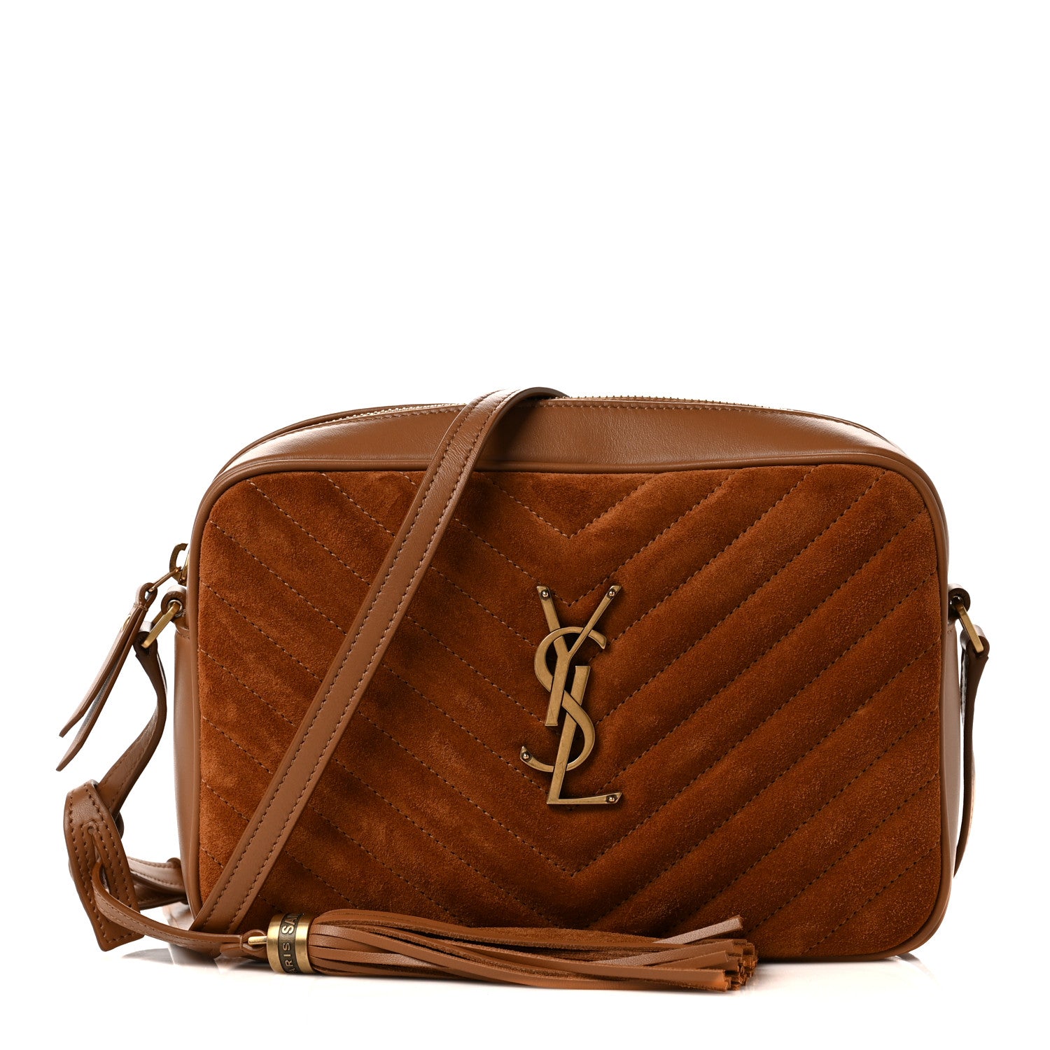 Saint Laurent Suede Matelasse Monogram Lou Camera Bag Cinnamon 1 of 8