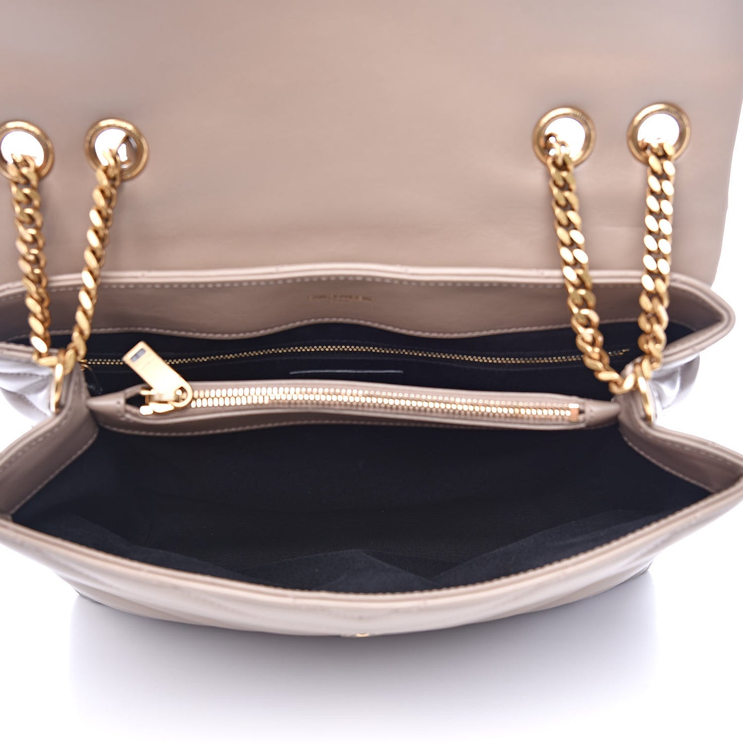 Calfskin Y Quilted Monogram Medium Loulou Chain Satchel Dark Beige