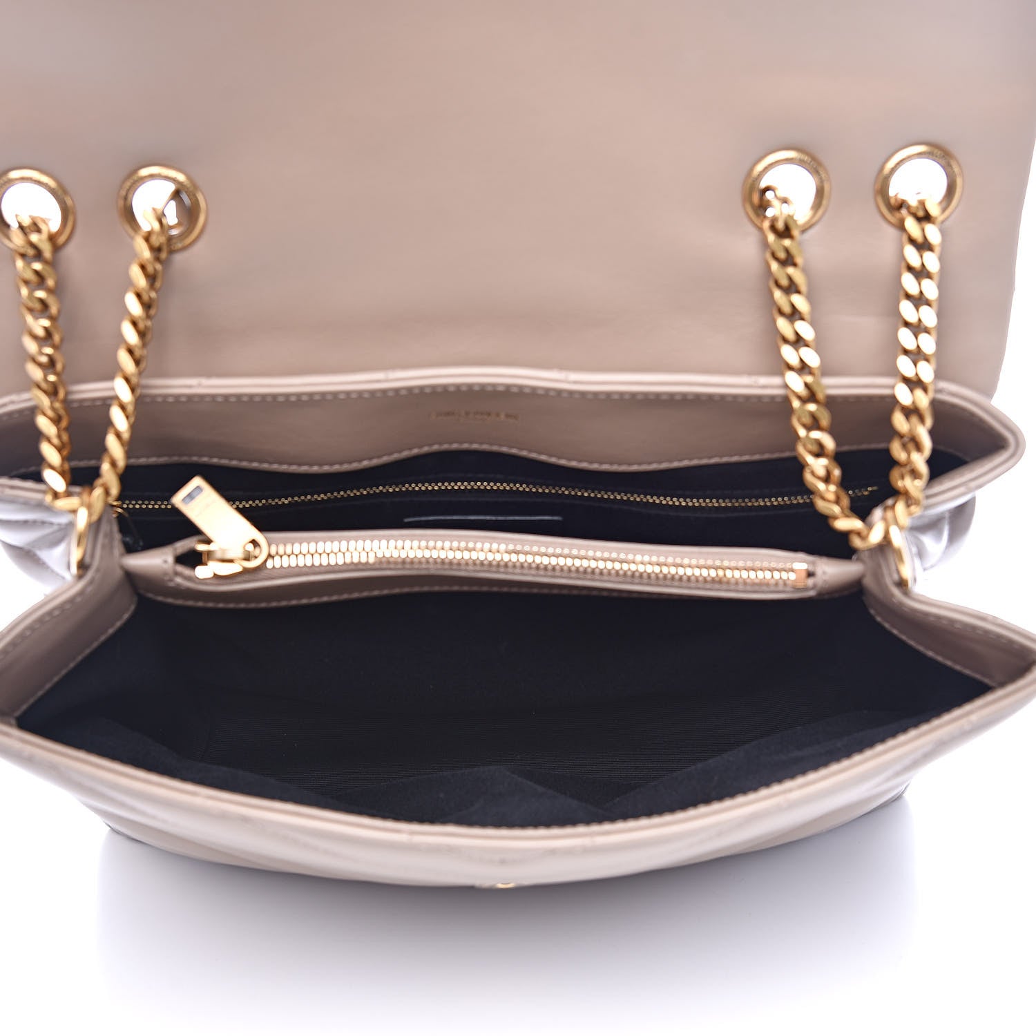 Saint Laurent Calfskin Y Quilted Monogram Medium Loulou Chain Satchel Dark Beige 5 of 12