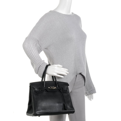 Hermes Taurillon Clemence Birkin 25 Black 2 of 8