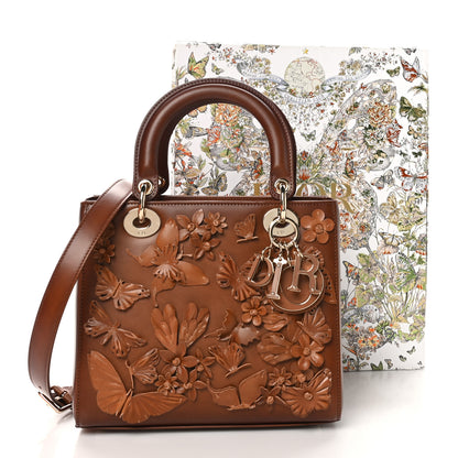 Christian Dior Calfskin 3D Butterfly Embellished Medium Lady Dior Brown 19 of 21
