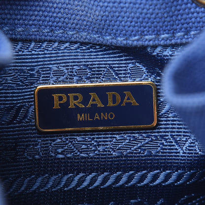 Prada Wicker Canvas Bucket Bag Blue 7 of 10