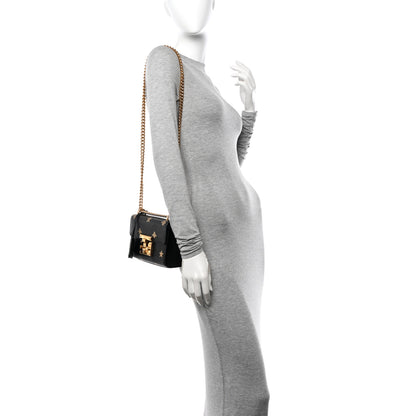 Gucci Grained Calfskin Bee Star Small Padlock Shoulder Bag Black 2 of 12