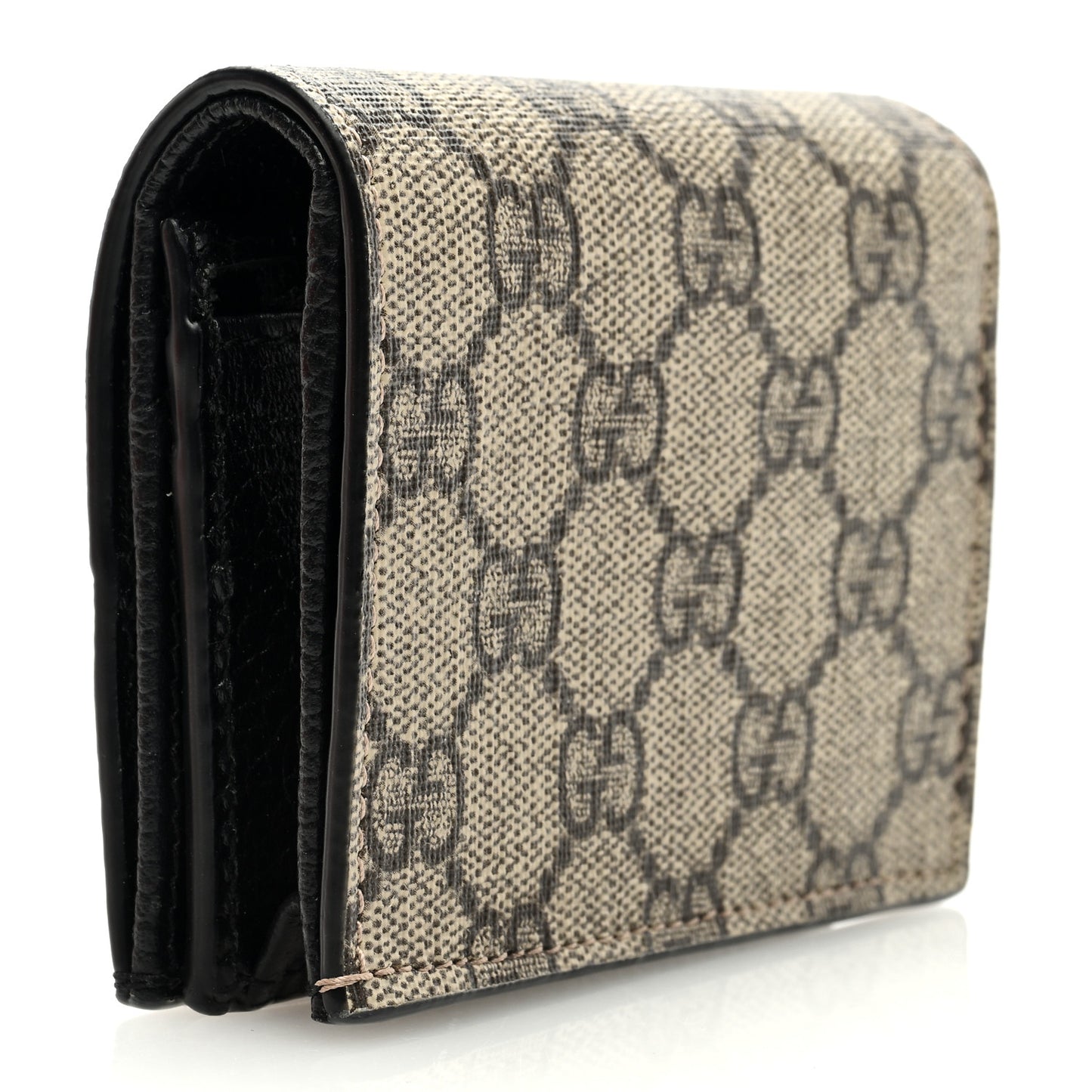 Dollar Calfskin GG Supreme Monogram GG Marmont Card Case Black Beige Ebony