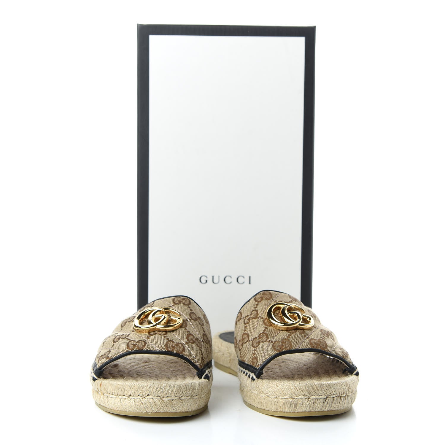 Gucci Monogram Matelasse GG Marmont Espadrille 20mm Slide Sandals 37 Beige Ebony Black 11 of 11