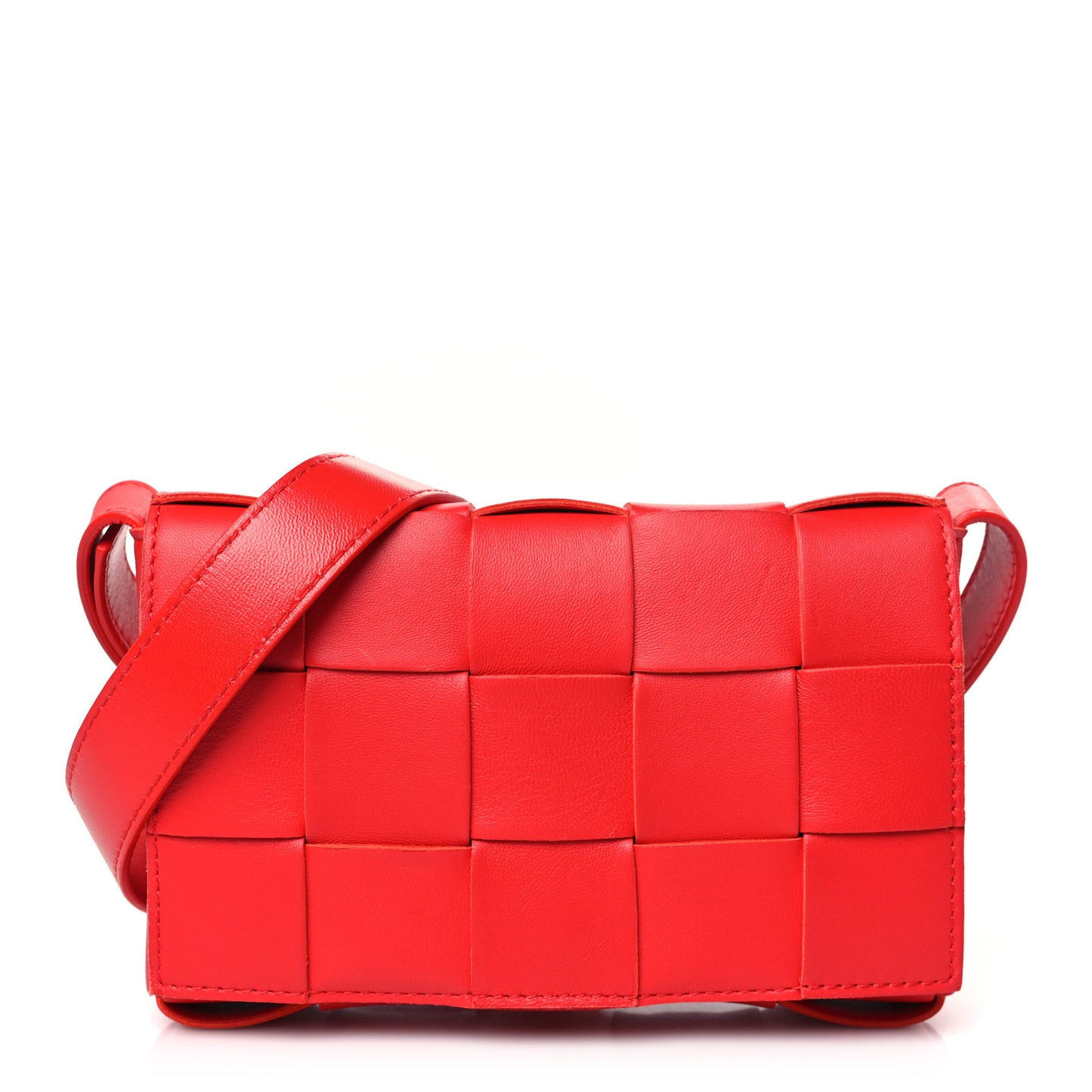 Lambskin Maxi Intrecciato Small Cassette Crossbody Bag Redstone