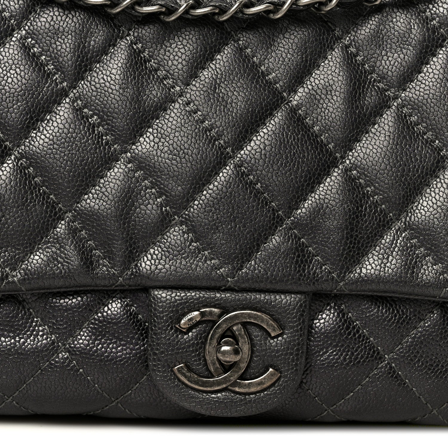 Chanel Iridescent Caviar Quilted Large Chic Flap Grey 8 of 11