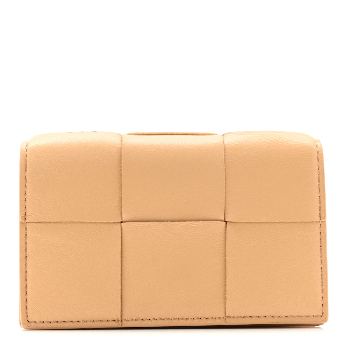 Nappa Maxi Intrecciato Card Holder Wallet Almond