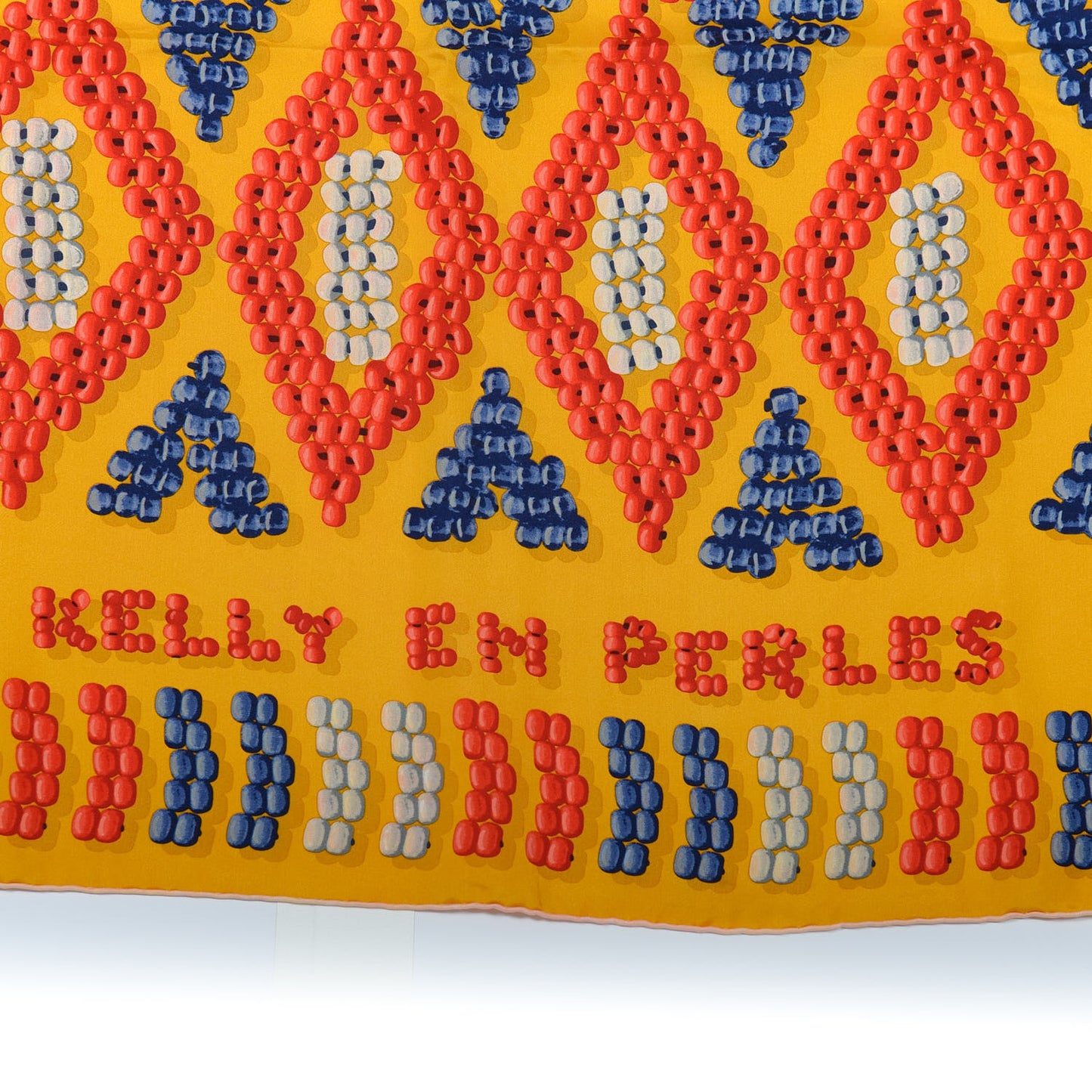 Silk Twill Kelly En Perles Giant Scarf 140 Curry Corail Encre