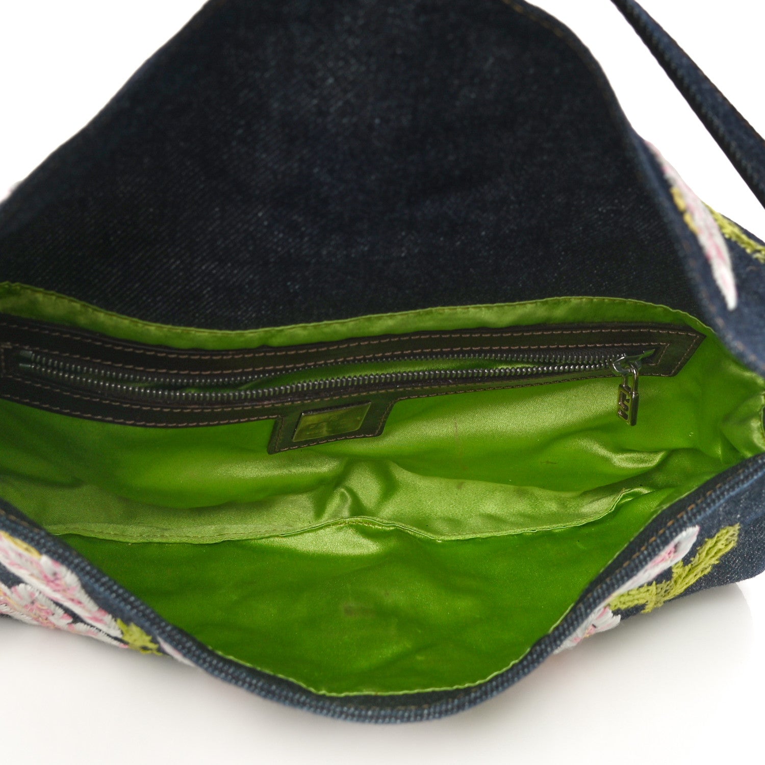 Fendi Denim Embroidered Baguette Blue Multicolor 5 of 9