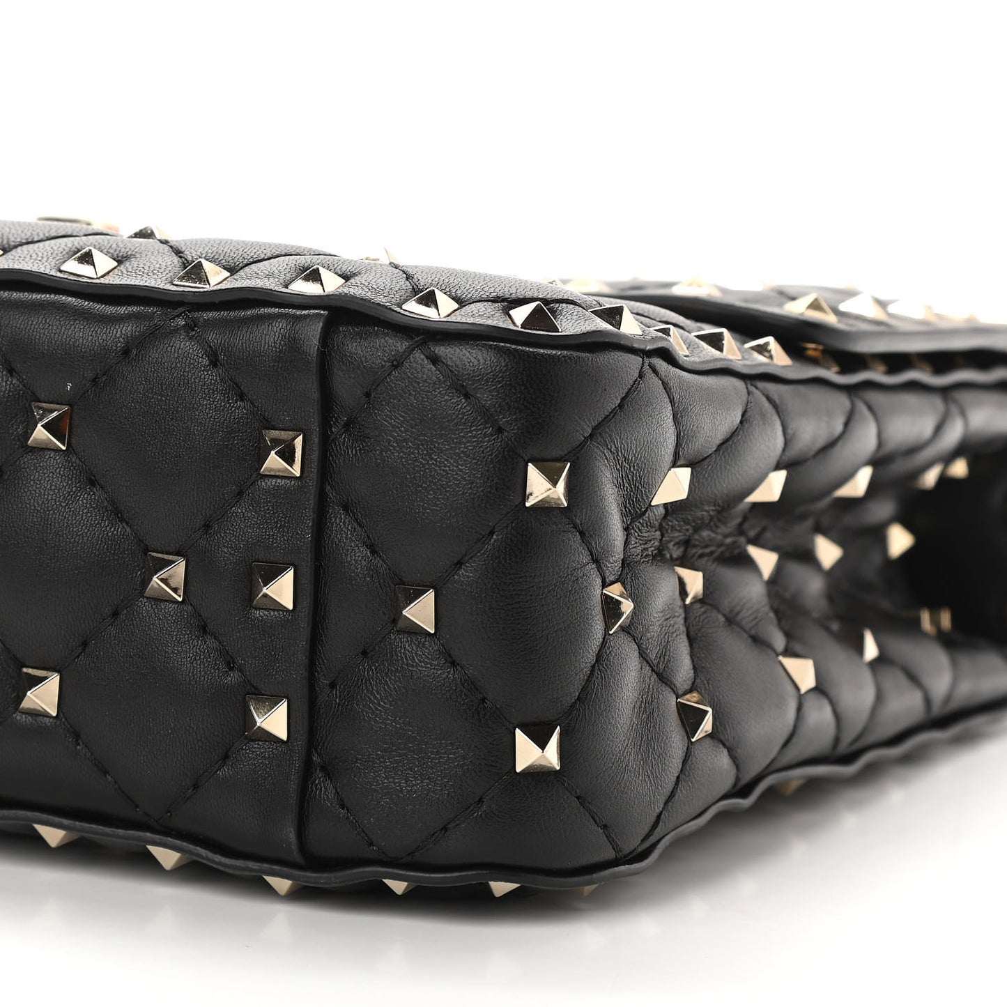 Lambskin Medium Rockstud Spike Shoulder Bag Black