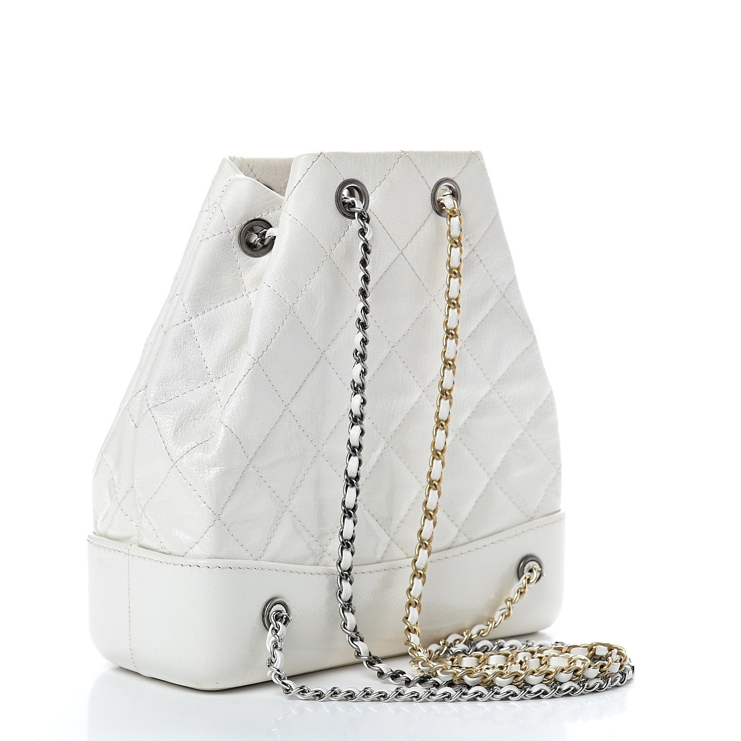 Chanel Patent Goatskin Quilted Small Gabrielle Backpack White 2 of 13
