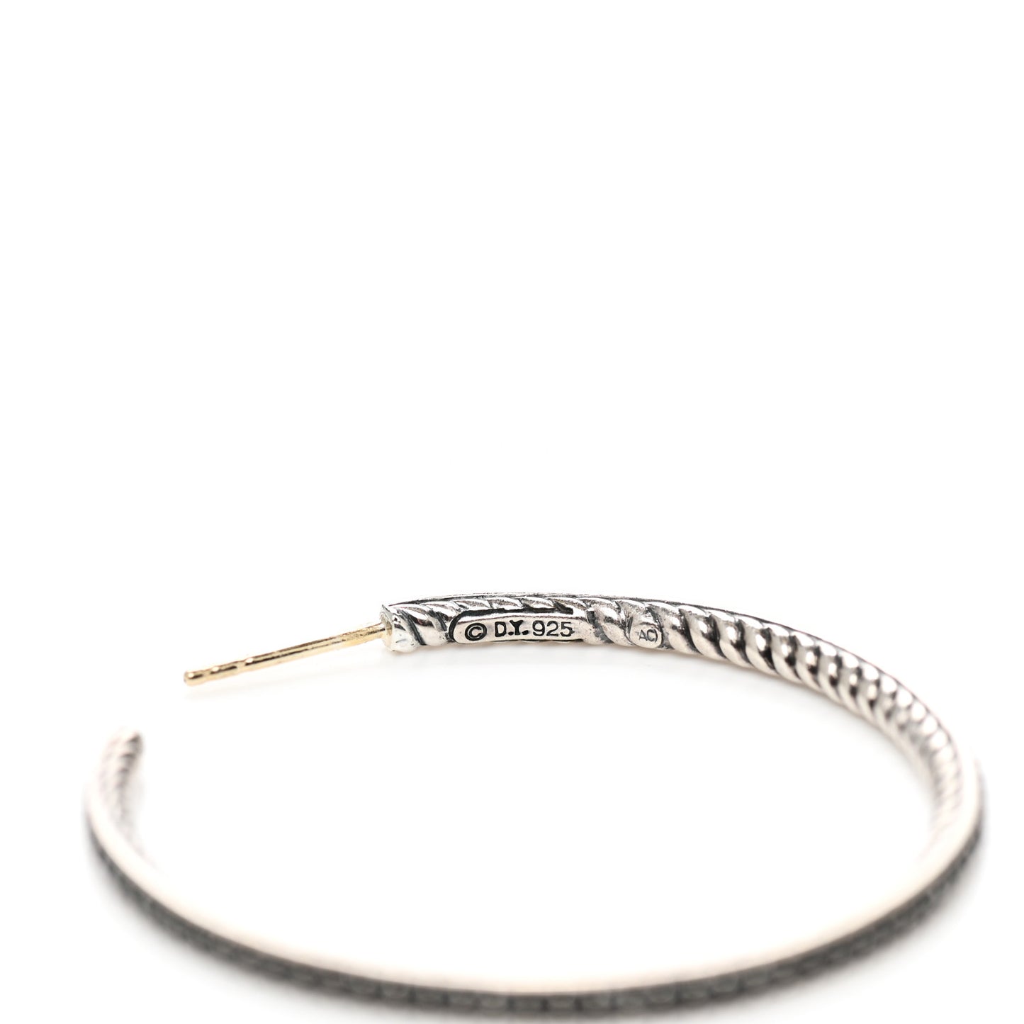 Sterling Silver Black Diamond 42mm Midnight Melange Hoop Earrings