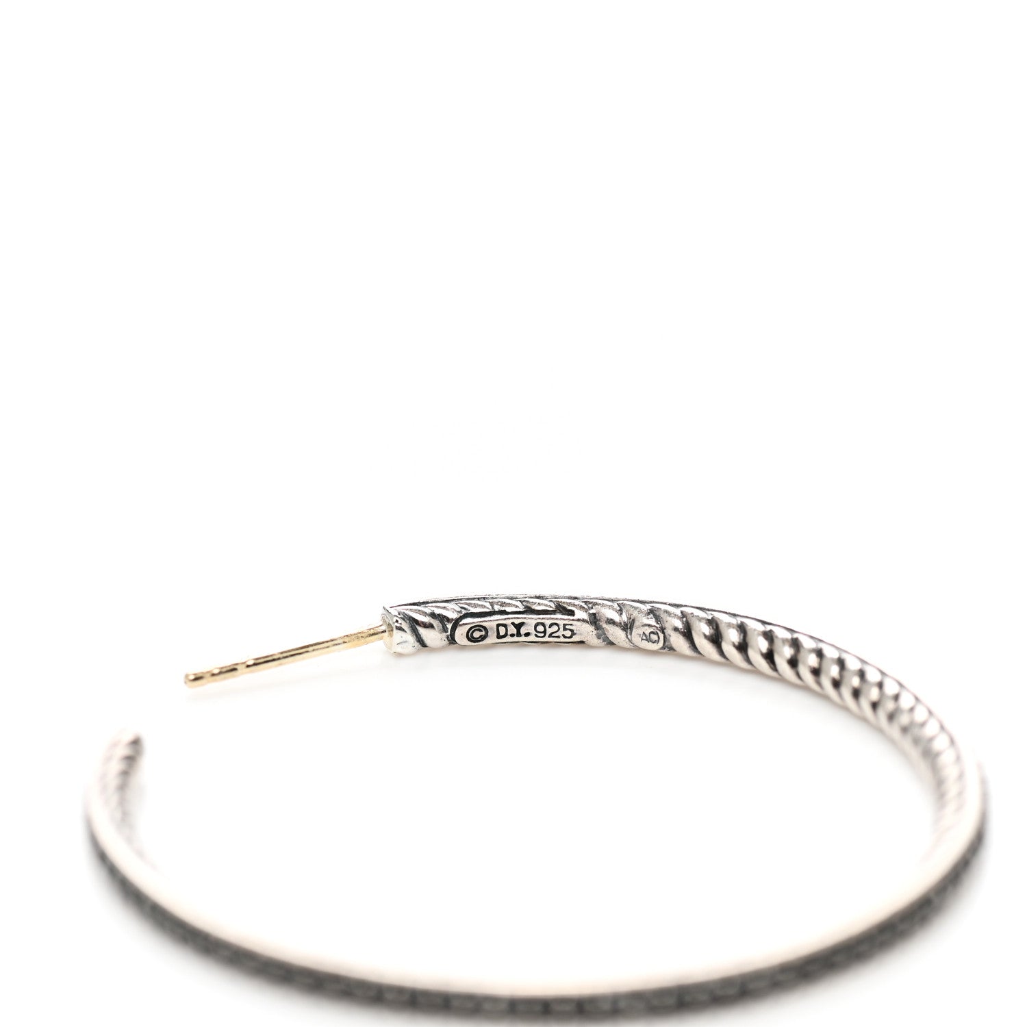 David Yurman Sterling Silver Black Diamond 42mm Midnight Melange Hoop Earrings 4 of 4