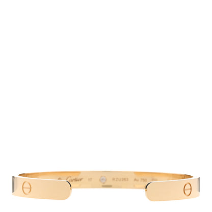 Cartier 18K Yellow Gold 1 Diamond LOVE Cuff Bracelet 17 2 of 4
