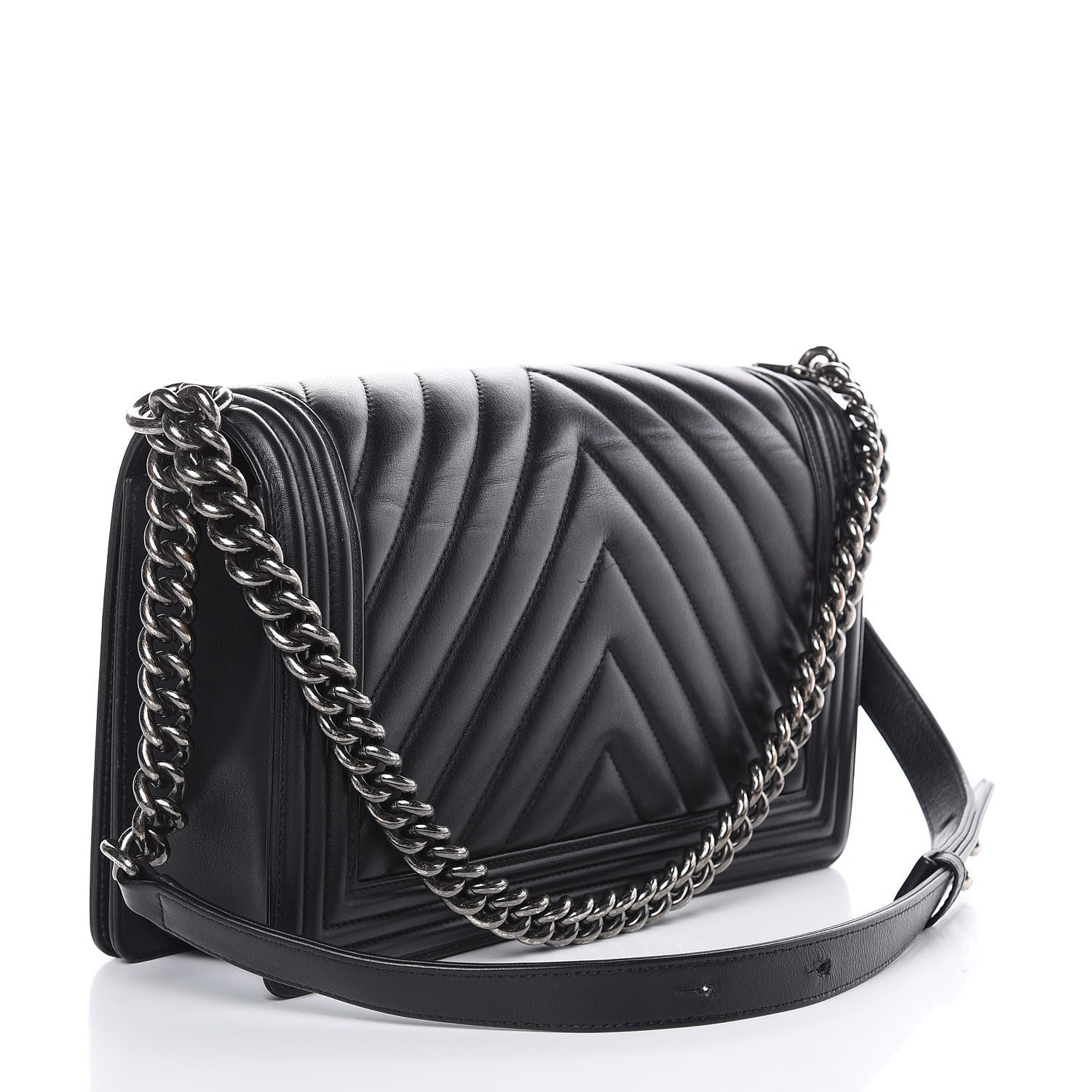 Chanel Lambskin Chevron Quilted New Medium Boy Flap Black 3 of 14