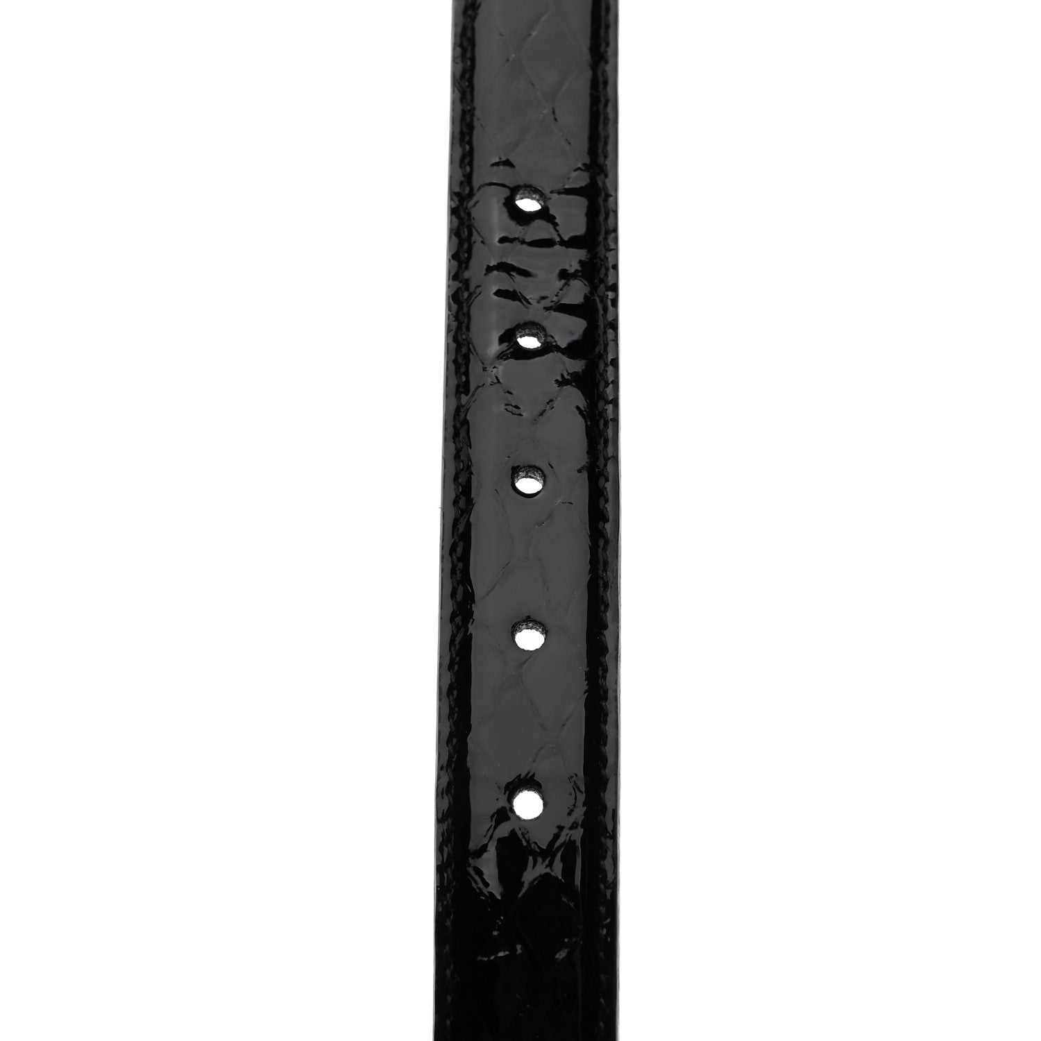 Saint Laurent Patent Calfskin Snakeskin Embossed 20mm Cintura Belt 80 32 Black 3 of 6