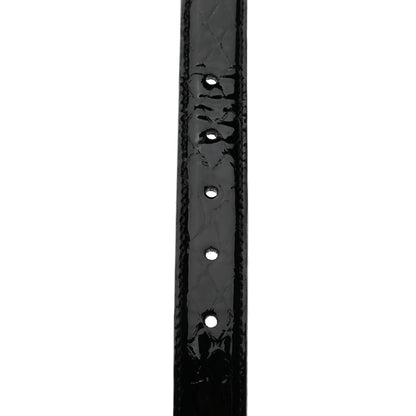 Saint Laurent Patent Calfskin Snakeskin Embossed 20mm Cintura Belt 80 32 Black 3 of 6